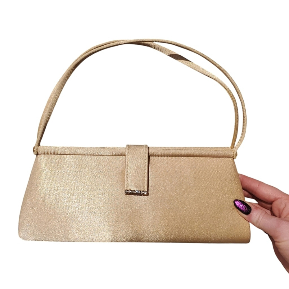 90s Y2K Purse Satin Baguette Prom Party Formal Rhinestones Clutch Mini Bag
